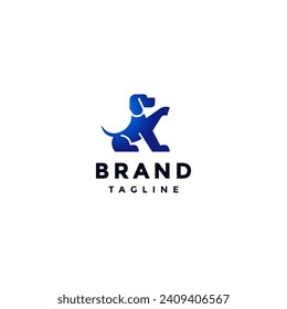 Brave Guard Dog Logo Design. Dog Is Sitting With Guard Posture Logo Design.