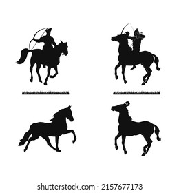 Brave hussar and horse silhouette illustration