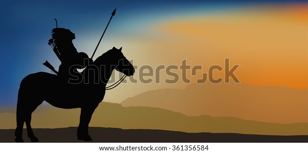 Brave Indian Warrior On Horse On Stock Vector (Royalty Free) 361356584 ...