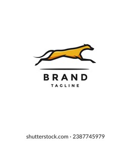 Brave Jumping Dog Logo Design. Silhouette of a Male Dog Running Fast Logo Design.