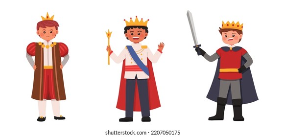 Vector de dibujos animados del rey valiente y el príncipe