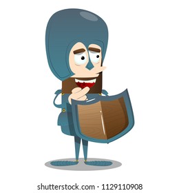 Brave knight in armor. Vector cartoon character illustration.
