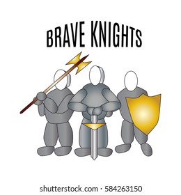 Brave knights. Vector pack. Simple forms