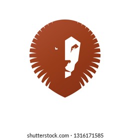 Brave Lion ancient emblem animal element. Heraldic vector design element. Retro style label, heraldry logo.