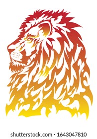 the brave lion logo with the color of fire
