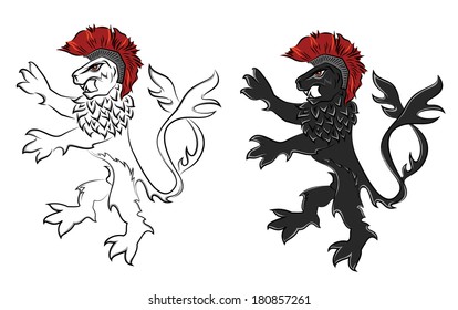 brave lion warrior silhouette illustration