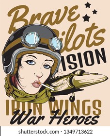 Brave pilots division. The iron wings of the war heroes. 