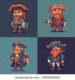Brave pirate mascot character for kids adventure game