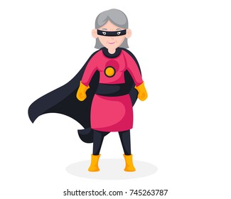 Brave Retired Senior Citizen Superhero Character Illustration