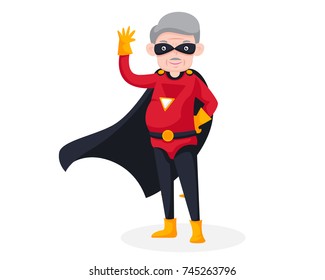 Brave Retired Senior Citizen Superhero Character Illustration