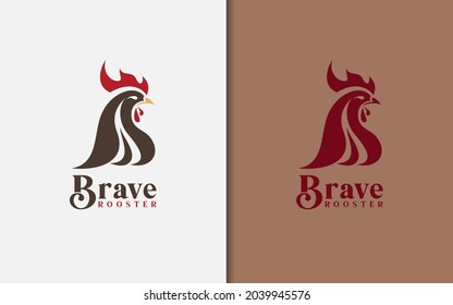 Brave Rooster Logo Design with Minimalist Rooster Head and Modern Concept.