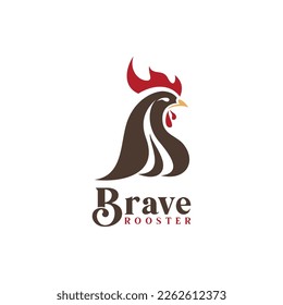 Brave Rooster Logo Design with Minimalist Rooster Head and Modern Concept.