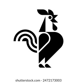 un gallo valiente con un Vector con el logo del pecho hinchado