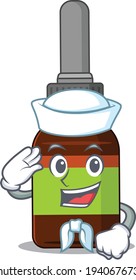 A brave sailor caricature design style of liquid bottle ready to sail. Vector illustration