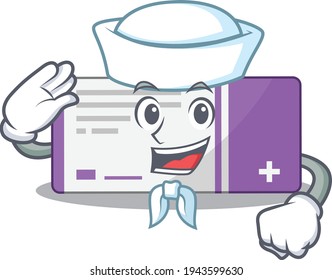 A brave sailor caricature design style of medicine box ready to sail. Vector illustration