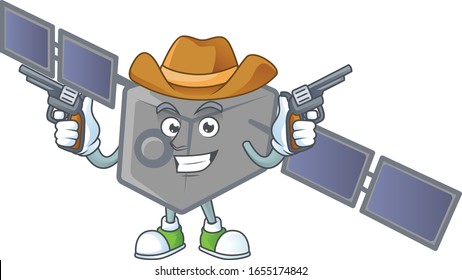 Brave Satellite Network Cowboy Cartoon Character Stock Vector (Royalty