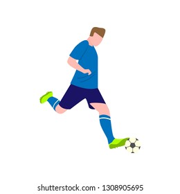 Brave soccer player tries to kick the ball hard