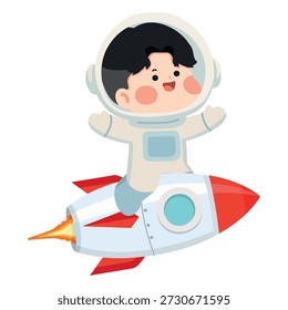 A brave space explorer flying through cosmos showing adventure imagination discovery and futuristic travel for science themed creative visuals