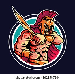Brave Sparta Warrior Logo Mascot Emblem