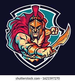 Brave Sparta Warrior Logo Mascot Emblem