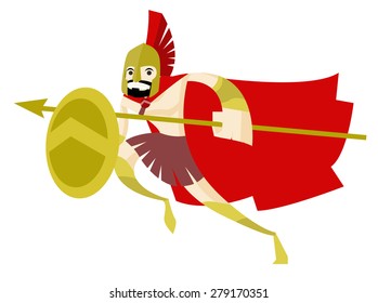 a brave spartan fighting with his shield