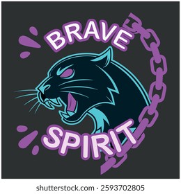 Brave Spirit Panther T-Shirt - Courageous Animal Graphic with Chain