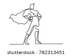 Brave Superman in a Cloak. continuous line drawing businessman. single line drawing
