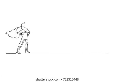 Brave Superman in a Cloak. continuous line drawing businessman. single line drawing