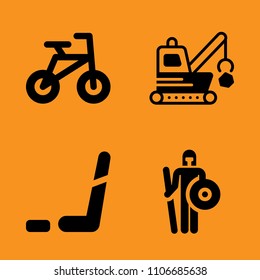 brave, transportation, speed and hockey icons set. Vector illustration for web and design