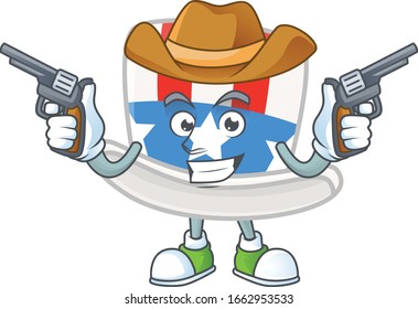 The brave of uncle sam hat Cowboy cartoon character holding guns