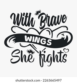 With brave wings she fights- Women's Day SVG design. Women's day quotes for tshirt design