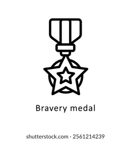 Bravery medal Vector Outline Icon. Eps 10 File