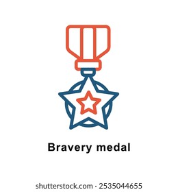 Bravery medal vector Outline Two Color Design icon. Awards Symbol on White background EPS 10 File