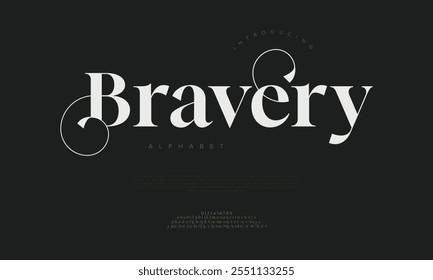 Bravery typography beauty fashion elegant minimalist serif italic fonts decorative wedding vintage retro logos. Minimal luxury font alphabet logo. Vector illustration