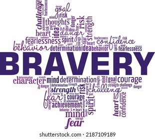 Bravery word cloud conceptual design isolated on white background.