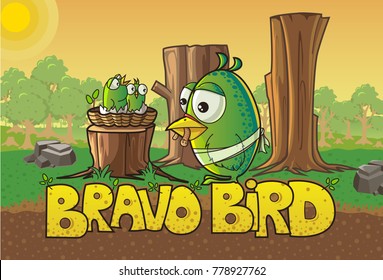 The Bravo Bird. Vector Illustration.