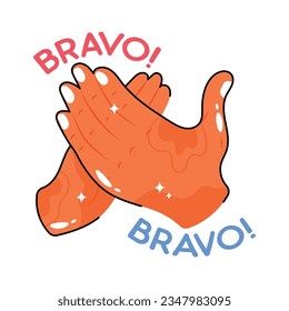 Bravo doodle vector outline Sticker. EPS 10 file