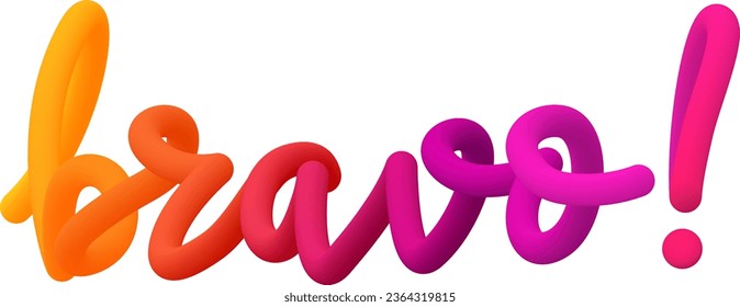 Bravo fluid text with dynamic curved lines made of blended colorful circles. Vector illustration.