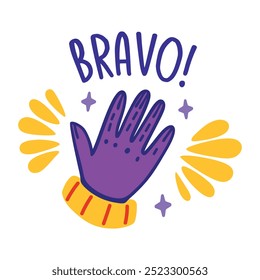 Bravo hand sticker in flat style 