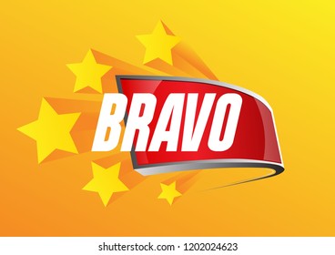 bravo has mean congrats, beautiful greeting card background, poster or banner with prize banner or or neon box theme. design vector illustration