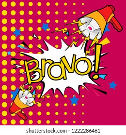 bravo has mean congrats, beautiful greeting card background or banner with cartoon party theme. design illustration