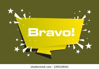 bravo has mean congrats, beautiful greeting card background or banner with yellow label