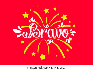 bravo has mean congrats, beautiful greeting card background or banner with flower confetti theme