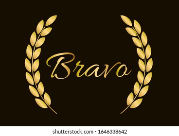 bravo has mean congrats, beautiful greeting card background or template banner with golden text theme. vector design illustration