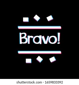 bravo has mean congrats, beautiful greeting card background or template banner with black theme. vector design illustration