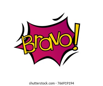 Bravo has mean congrats, Beautiful greeting card poster with calligraphy text with bubble comic style