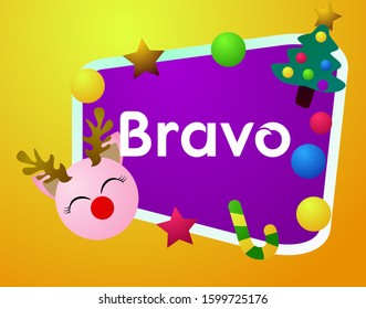 bravo has mean congrats in Italian, beautiful greeting card background or template banner with cute christmas character theme. vector design illustration