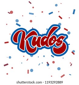 Bravo, Kudos. Hermosa tarjeta de saludo rayado caligrafía palabra texto Kudos Bravo. Diseño de impresión en pantalones T con invitación a mano. Vector de membrete moderno manuscrito