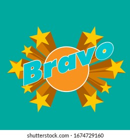 bravo is mean congrats, beautiful greeting card background or template banner with star theme. vector design illustration