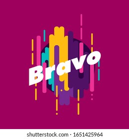 bravo means congrats, beautiful greeting card background or template banner with abstract colour for sport theme. vector design illustration